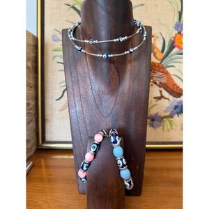 Evil Eye Jewelry Lot - 2 Chokers 2 Bracelets